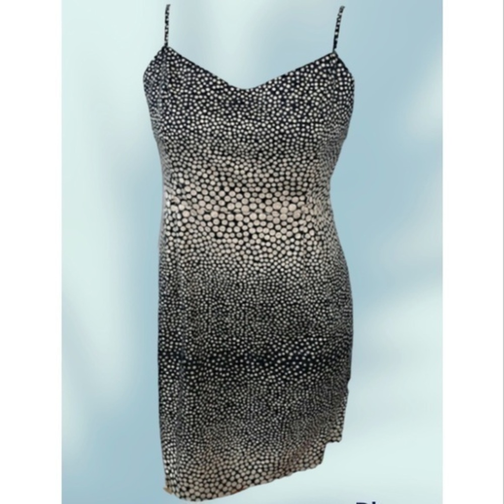 Loft Black & Cream Ombré Polka Dot Spaghetti Strap Knee Length Summer Dress 0